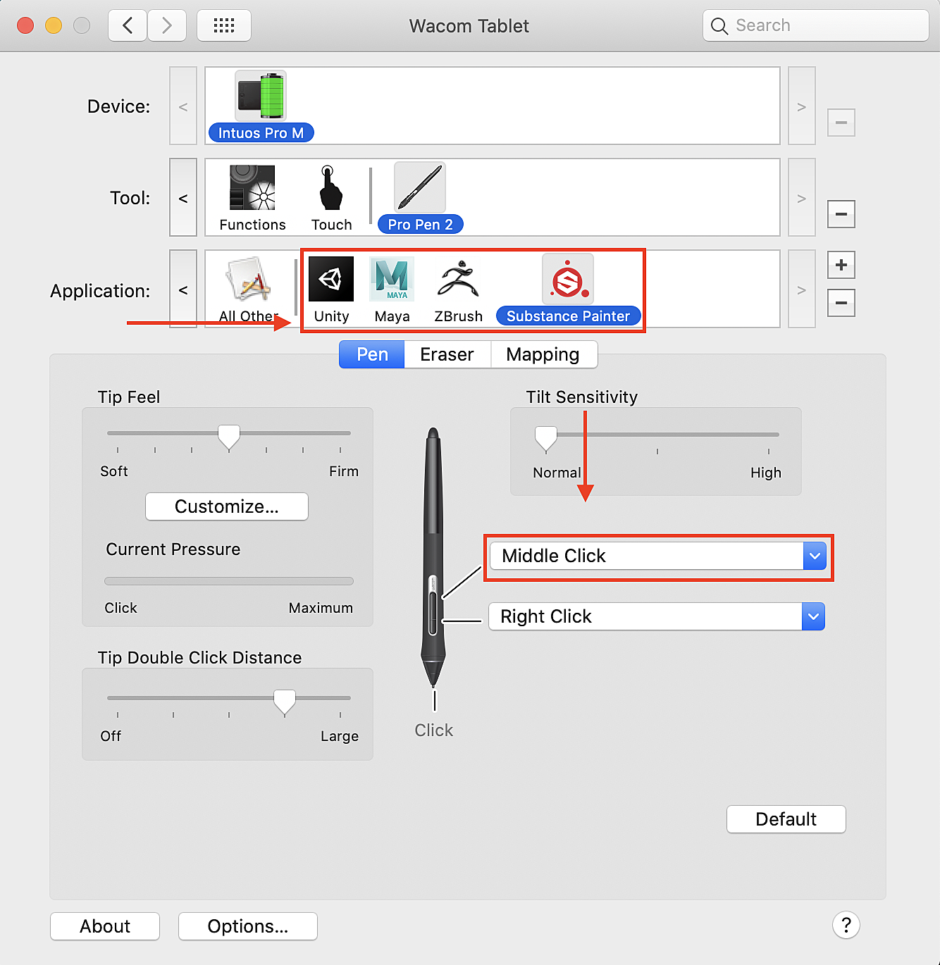 MacOS System Setting for Wacom Tablet