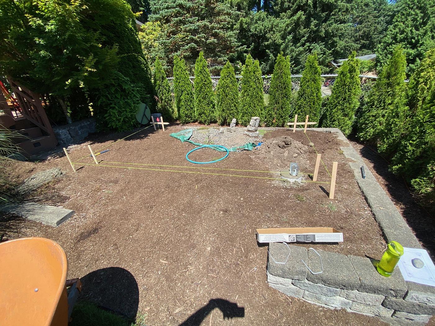 Marking lines on pad.