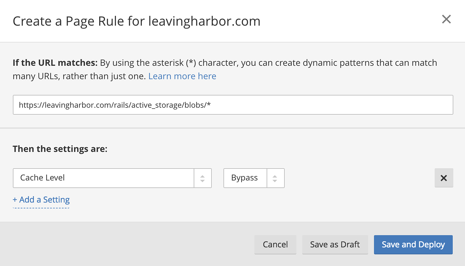 Cloudflare Page Rules