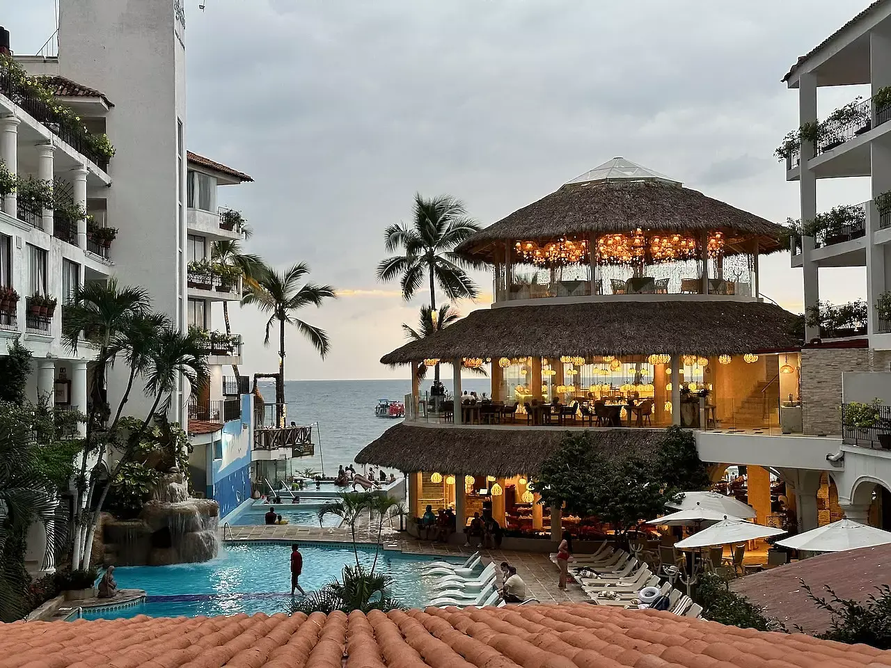 View of the ocean from a hotel balcony
