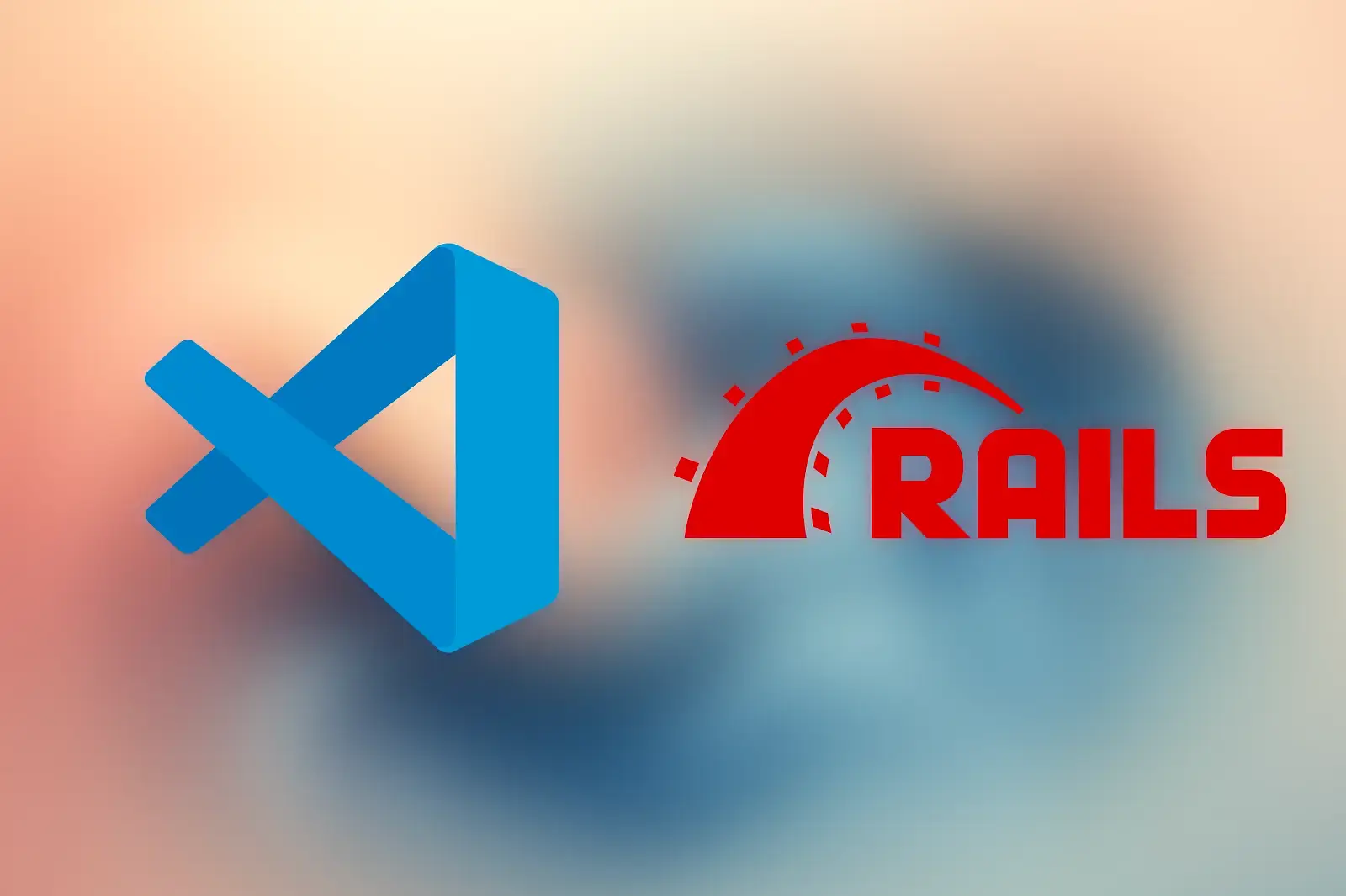 A graphic showing the logos of both VS Code and Ruby on Rails.