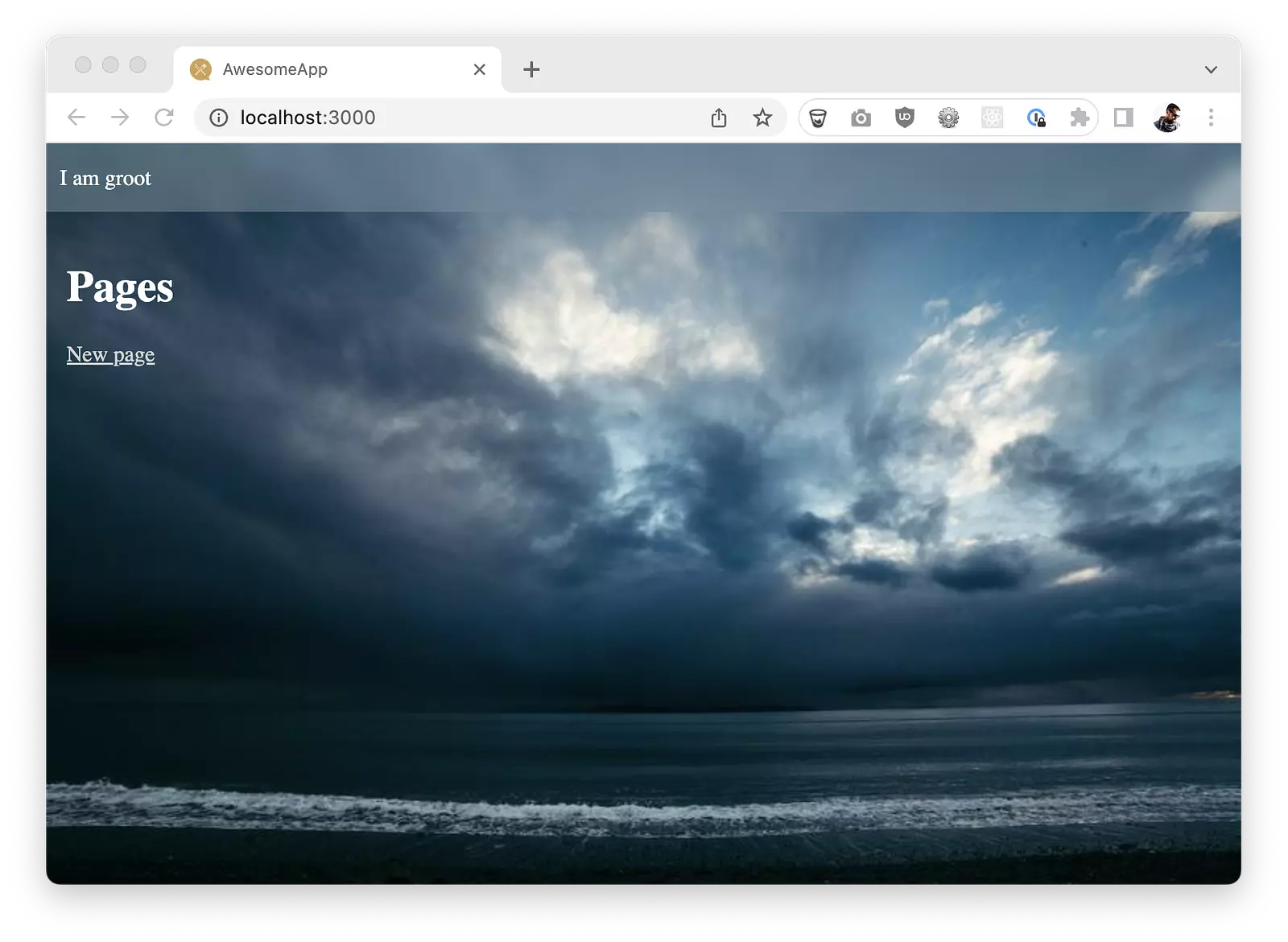 Chrome web browser showing the progress thus far in this tutorial